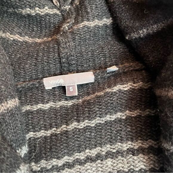 Vince Sophie Grey Black Striped Blanket Cardigan Sweater Car Coat Size S - Picture 4 of 7